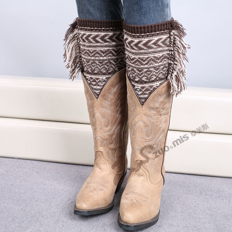 Wool Knitting Leg Covering Sheath Jacquard Warm Warm Socks L-fringed Bohemia Socks